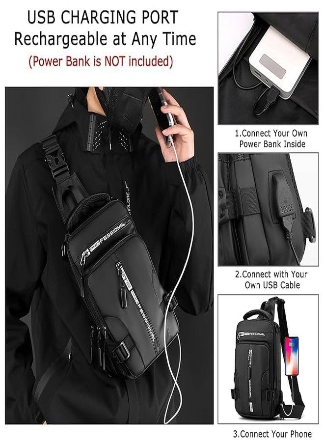SHRBI Multipurpose Cross body Shoulder Bag with Anti-Theft Pocket Trendy Traveling Backpack Chest Bag for Hiking Daypack (Black) - Image 2
